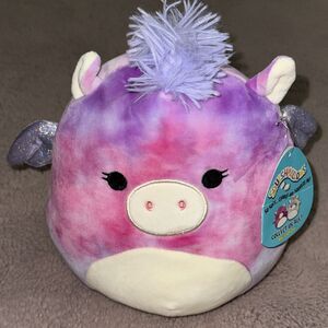 2020 Squishmallows WILLOW Pegasus Pink & Purple Glitter Sparkle Wings Tie Dye 8"